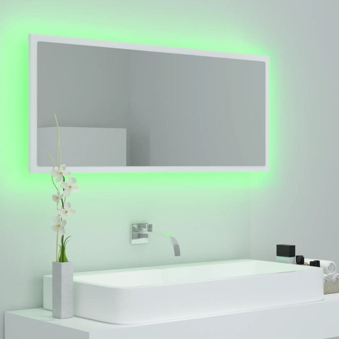 Oglindă de baie cu LED, alb, 100x8,5x37 cm, acril - WALTI WALTI
