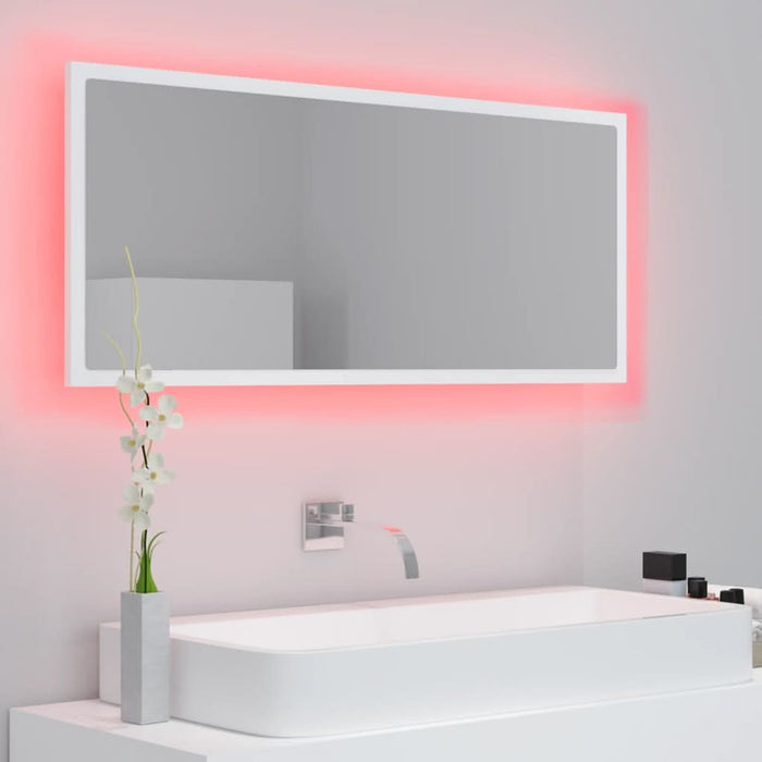 Oglindă de baie cu LED, alb, 100x8,5x37 cm, acril - WALTI WALTI