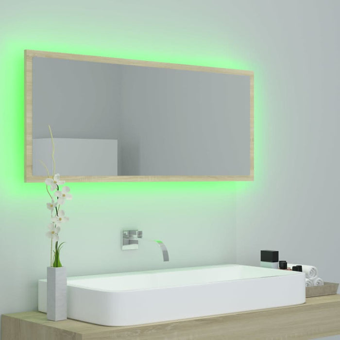 Oglindă de baie cu LED, stejar sonoma, 100x8,5x37 cm, acril - WALTI WALTI