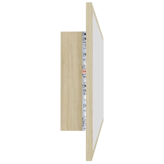 Oglindă de baie cu LED, stejar sonoma, 100x8,5x37 cm, acril - WALTI WALTI