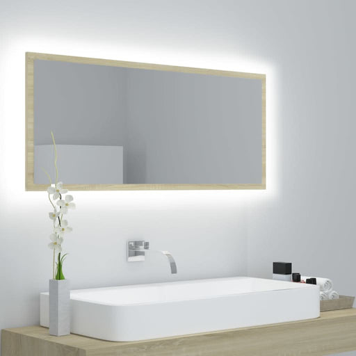 Oglindă de baie cu LED, stejar sonoma, 100x8,5x37 cm, acril - WALTI WALTI