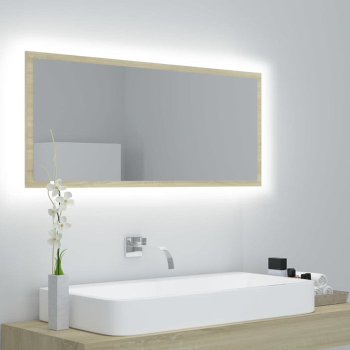 Oglindă de baie cu LED, stejar sonoma, 100x8,5x37 cm, acril - WALTI WALTI