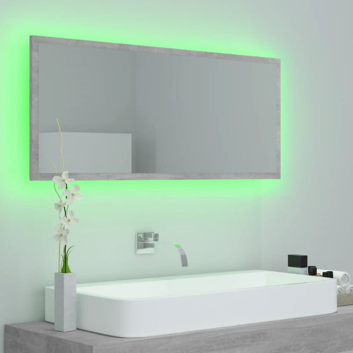 Oglindă de baie cu LED, gri beton, 100x8,5x37 cm, acril - WALTI WALTI