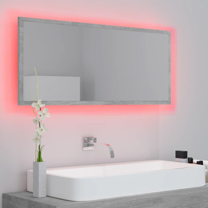 Oglindă de baie cu LED, gri beton, 100x8,5x37 cm, acril - WALTI WALTI