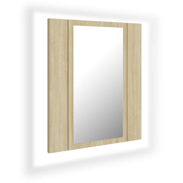 Dulap de baie cu oglindă și LED, stejar Sonoma, 40x12x45 acril - WALTI WALTI