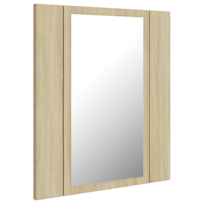 Dulap de baie cu oglindă și LED, stejar Sonoma, 40x12x45 acril - WALTI WALTI