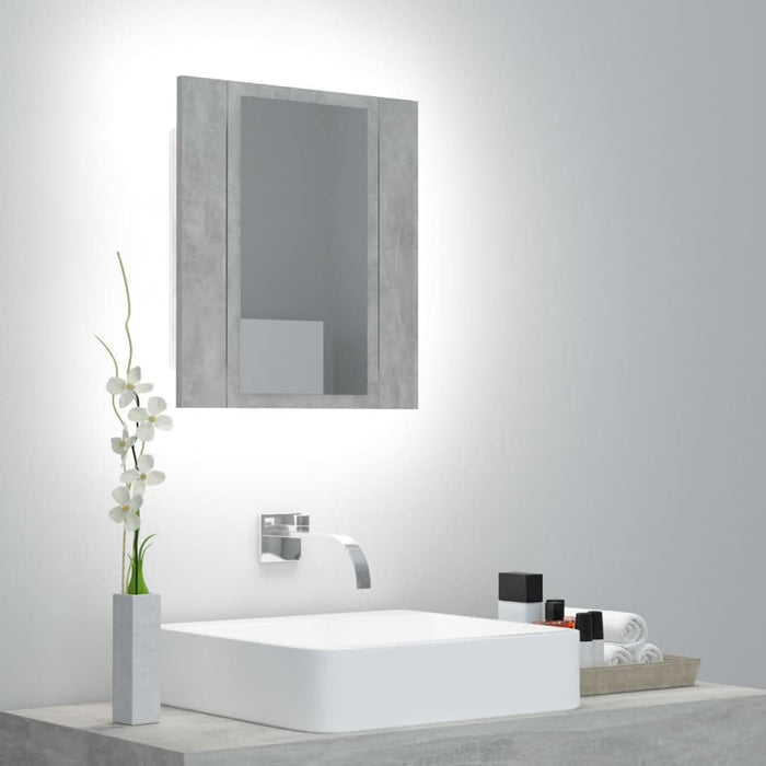 Dulap de baie cu oglindă & LED, gri beton, 40x12x45 cm acril - WALTI WALTI