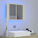 Dulap de baie cu oglindă și LED, stejar sonoma, 60x12x45 acril - WALTI WALTI