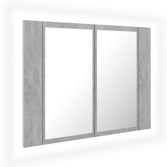 Dulap de baie cu oglindă și LED, gri beton, 60x12x45 cm - WALTI WALTI