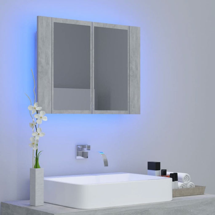 Dulap de baie cu oglindă și LED, gri beton, 60x12x45 cm - WALTI WALTI