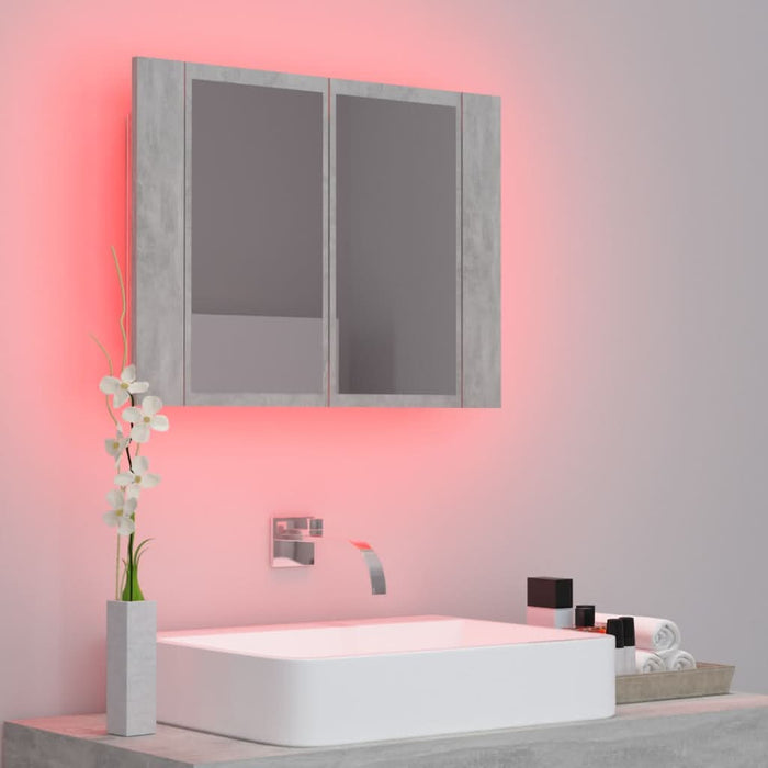 Dulap de baie cu oglindă și LED, gri beton, 60x12x45 cm - WALTI WALTI
