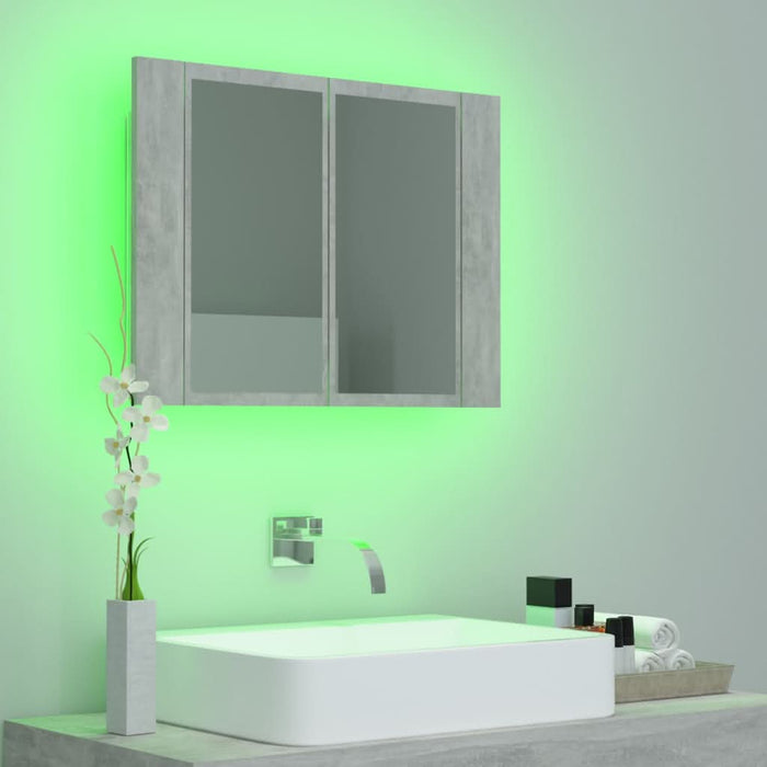 Dulap de baie cu oglindă și LED, gri beton, 60x12x45 cm - WALTI WALTI