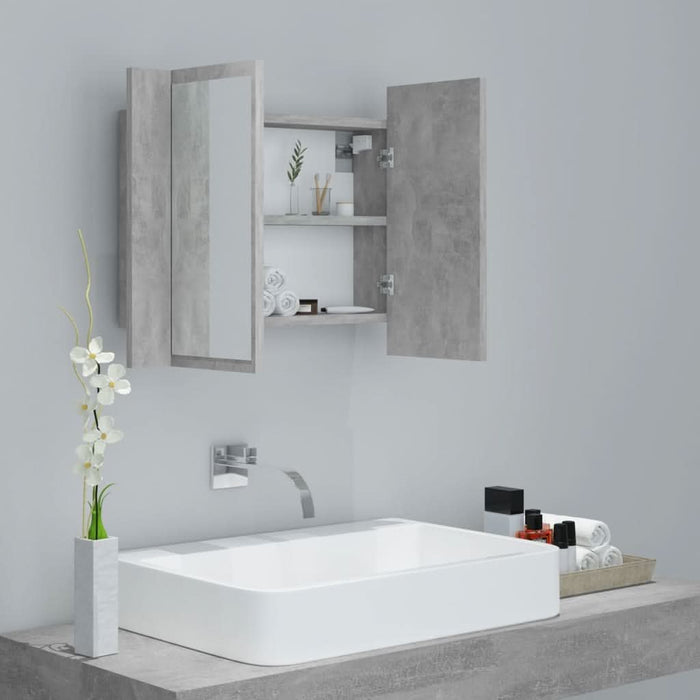 Dulap de baie cu oglindă și LED, gri beton, 60x12x45 cm - WALTI WALTI