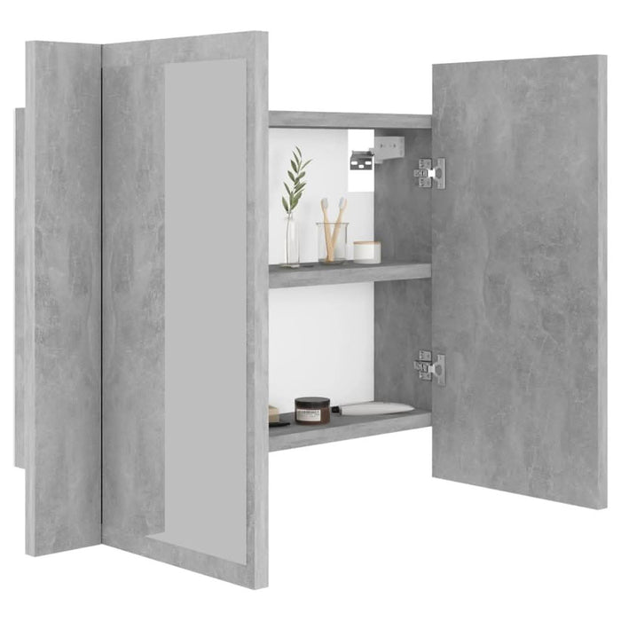 Dulap de baie cu oglindă și LED, gri beton, 60x12x45 cm - WALTI WALTI