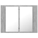 Dulap de baie cu oglindă și LED, gri beton, 60x12x45 cm - WALTI WALTI