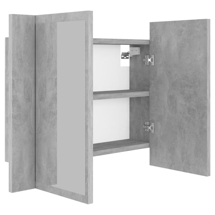 Dulap de baie cu oglindă și LED, gri beton, 60x12x45 cm - WALTI WALTI