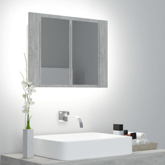 Dulap de baie cu oglindă și LED, gri beton, 60x12x45 cm - WALTI WALTI