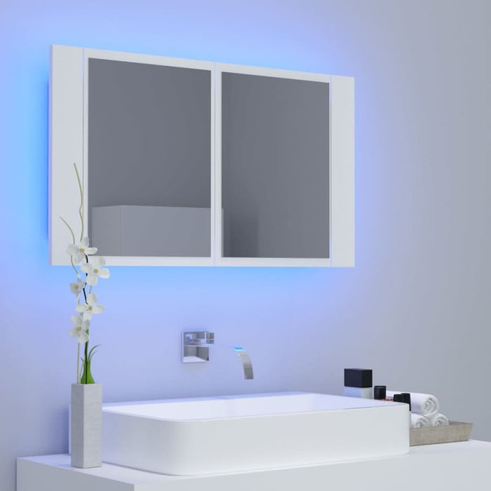 Dulap de baie cu oglindă și LED, alb, 80x12x45 cm - WALTI WALTI