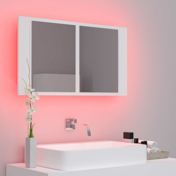 Dulap de baie cu oglindă și LED, alb, 80x12x45 cm - WALTI WALTI