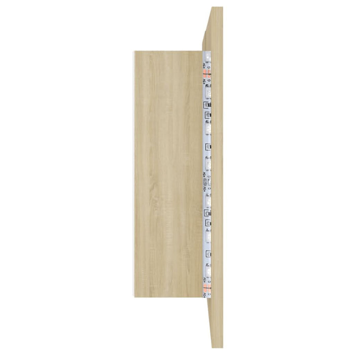 Dulap de baie cu oglindă și LED, stejar Sonoma, 80x12x45 acril - WALTI WALTI