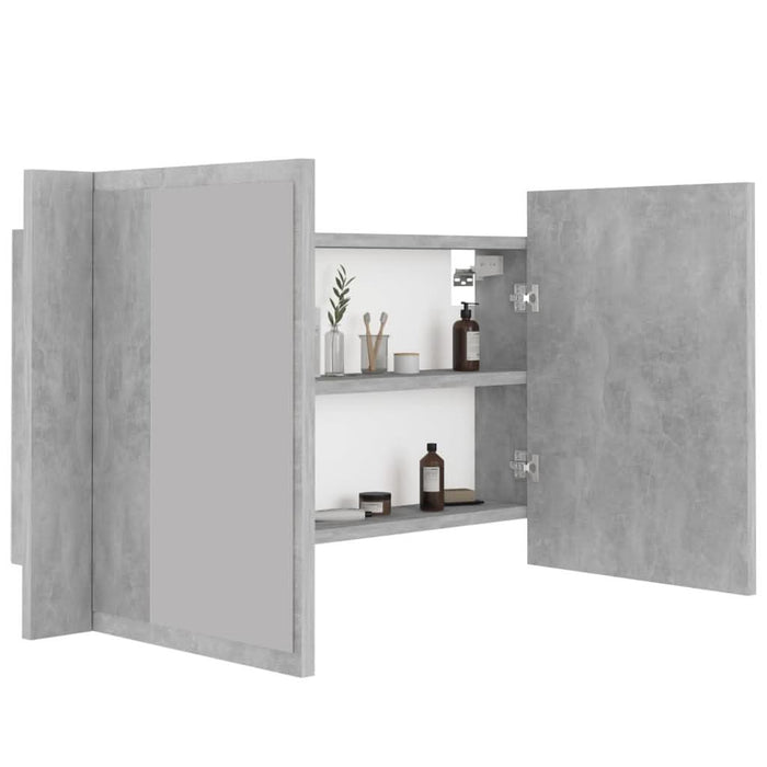 Dulap de baie cu oglindă & LED, gri beton, 80x12x45 cm acril - WALTI WALTI