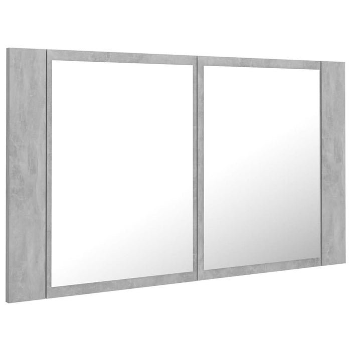 Dulap de baie cu oglindă & LED, gri beton, 80x12x45 cm acril - WALTI WALTI