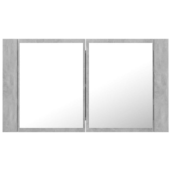 Dulap de baie cu oglindă & LED, gri beton, 80x12x45 cm acril - WALTI WALTI