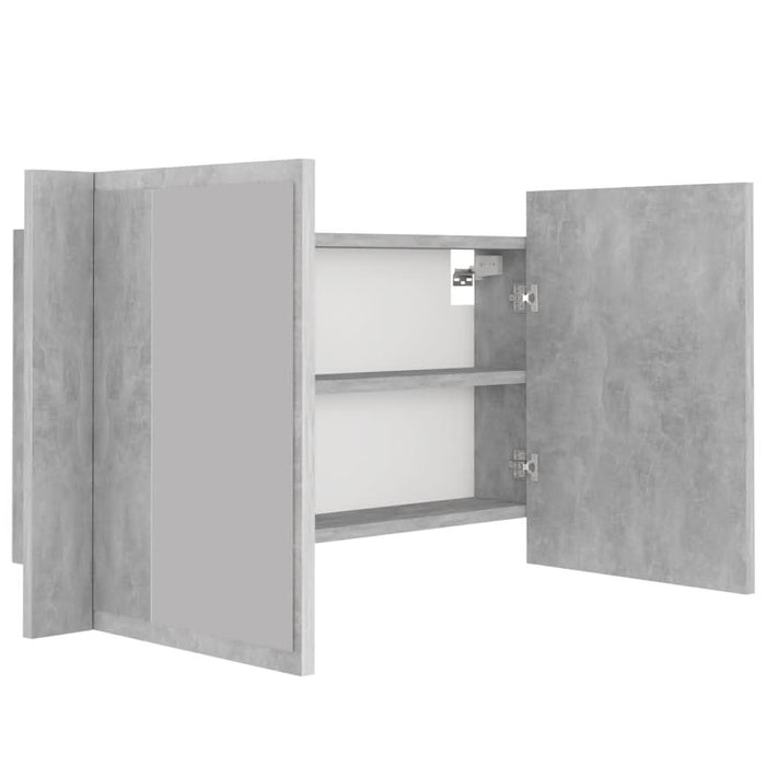 Dulap de baie cu oglindă & LED, gri beton, 80x12x45 cm acril - WALTI WALTI