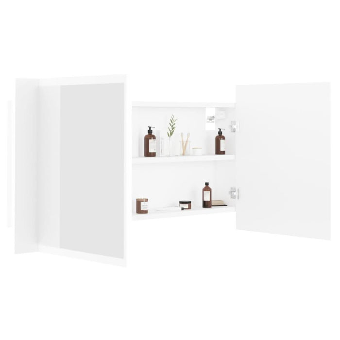 Dulap de baie cu oglindă și LED, alb, 90x12x45 cm acril - WALTI WALTI