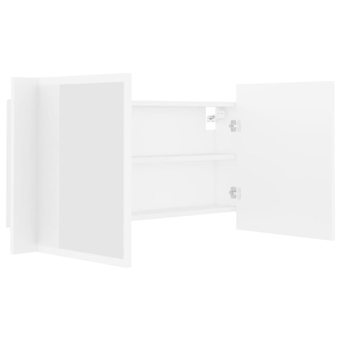 Dulap de baie cu oglindă și LED, alb, 90x12x45 cm acril - WALTI WALTI