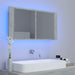 Dulap de baie cu oglindă & LED, gri beton, 90x12x45 cm acril - WALTI WALTI