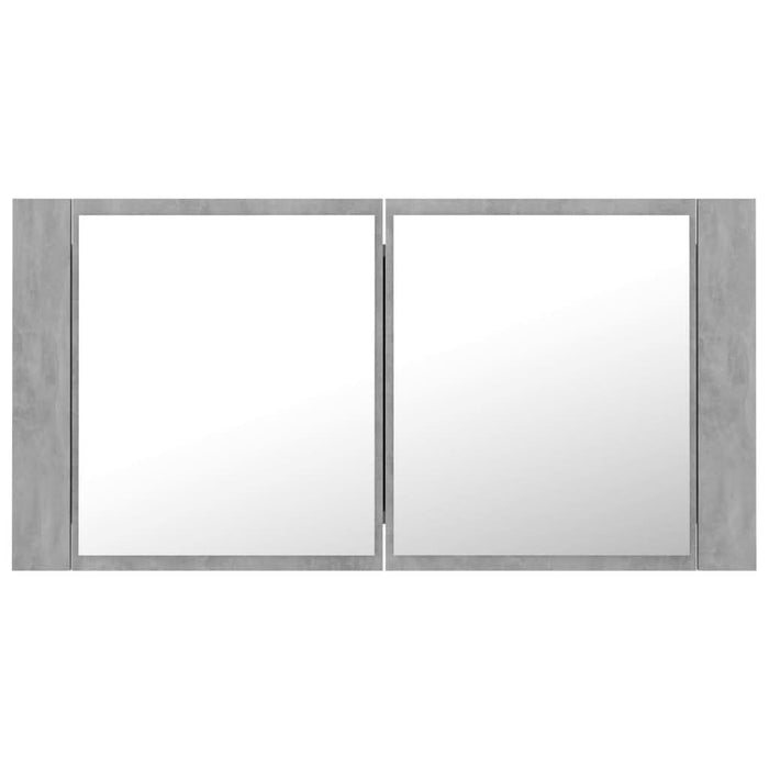 Dulap de baie cu oglindă & LED, gri beton, 90x12x45 cm acril - WALTI WALTI