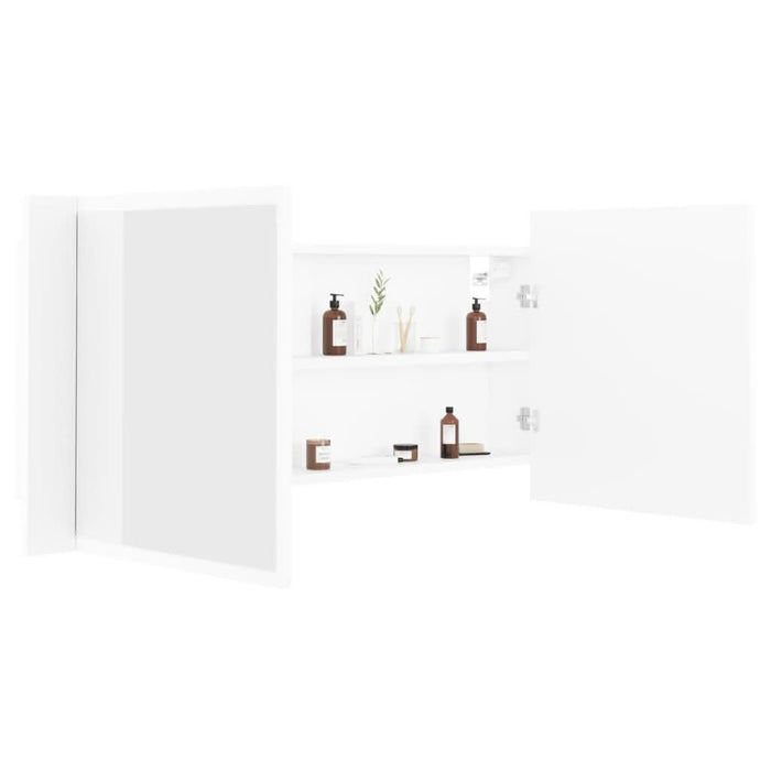 Dulap de baie cu oglindă și LED, alb, 100x12x45 cm, acril - WALTI WALTI