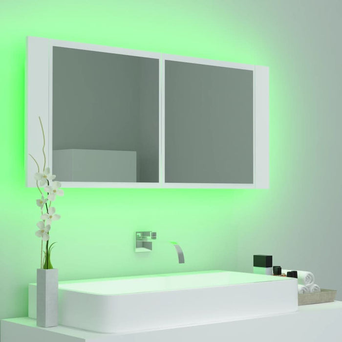 Dulap de baie cu oglindă și LED, alb, 100x12x45 cm, acril - WALTI WALTI
