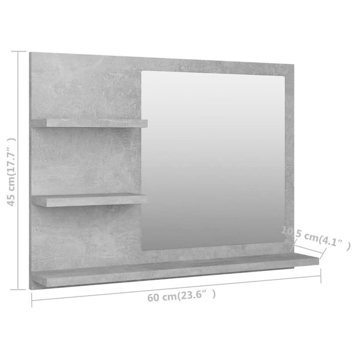 Oglindă de baie, gri beton, 60x10,5x45 cm, PAL - WALTI WALTI
