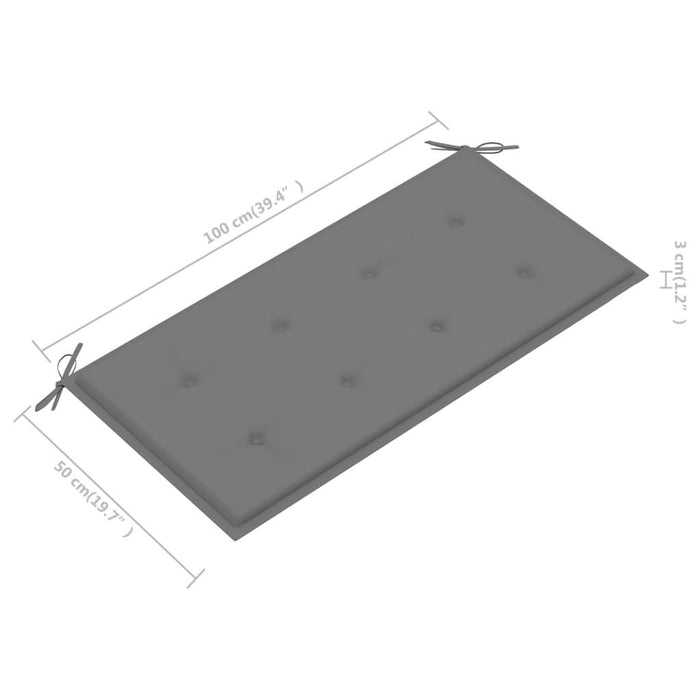Bancă de grădină, cu pernă gri, 112 cm, lemn masiv de tec - WALTI WALTI