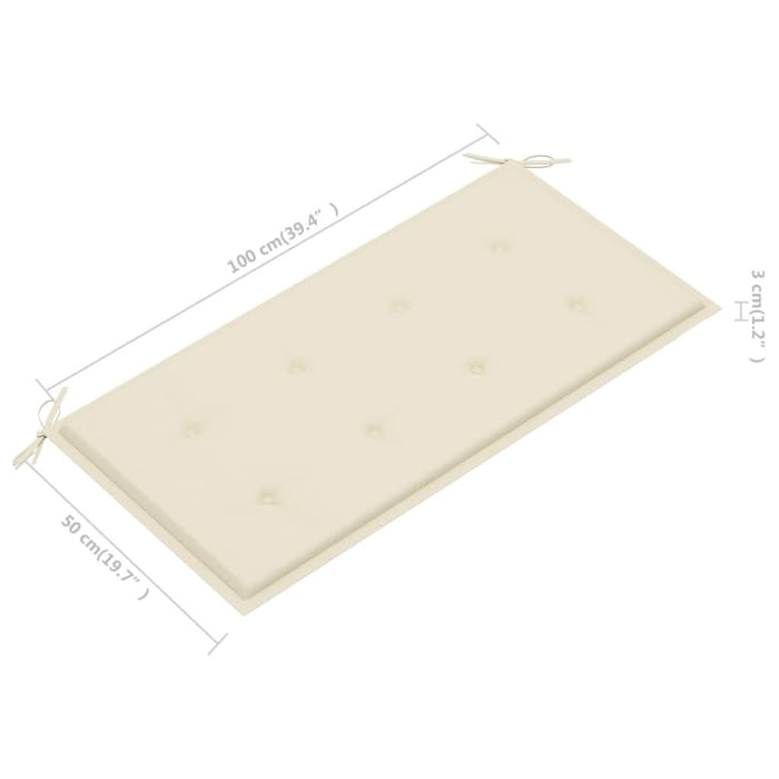 Bancă de grădină, cu pernă crem, 112 cm, lemn masiv de tec - WALTI WALTI