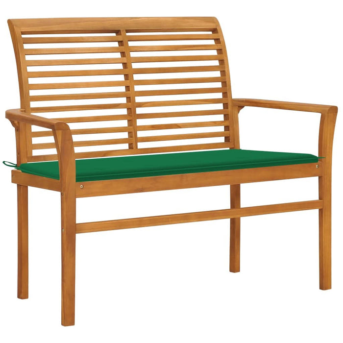Bancă de grădină, cu pernă verde, 112 cm, lemn masiv de tec - WALTI WALTI