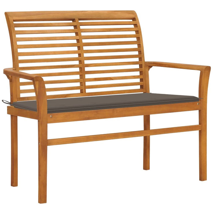Bancă de grădină, cu pernă gri taupe, 112 cm, lemn masiv de tec - WALTI WALTI