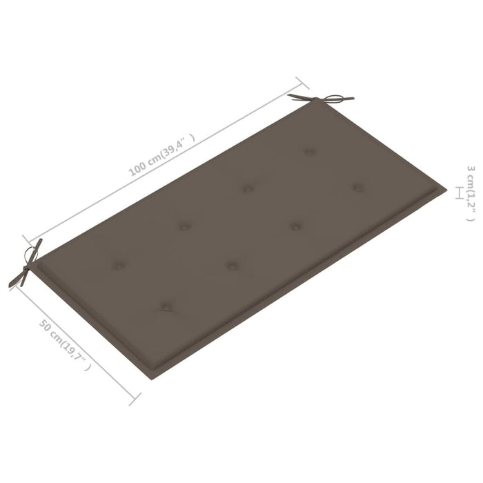 Bancă de grădină, cu pernă gri taupe, 112 cm, lemn masiv de tec - WALTI WALTI