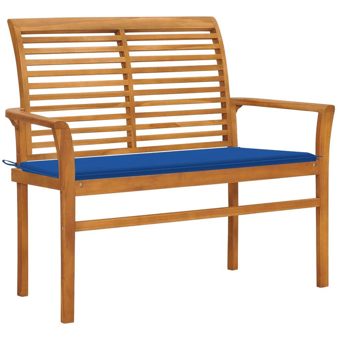 Bancă grădină, pernă albastru regal, 112 cm, lemn masiv tec - WALTI WALTI