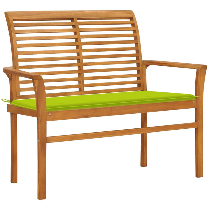 Bancă grădină, pernă verde, 112 cm, lemn masiv tec - WALTI WALTI