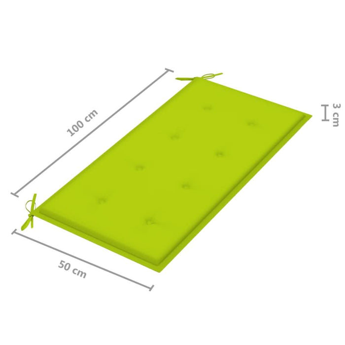 Bancă grădină, pernă verde, 112 cm, lemn masiv tec - WALTI WALTI
