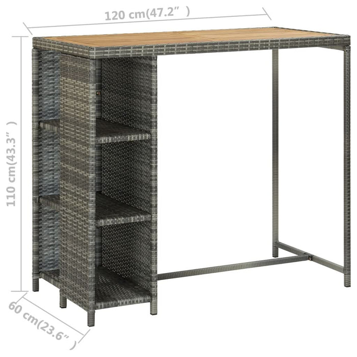 Set mobilier bar de grădină cu perne, 5 piese, gri, poliratan - WALTI WALTI