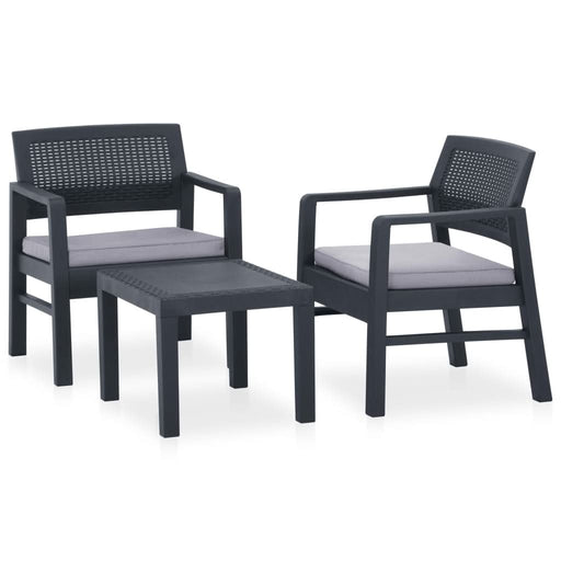Set mobilier de grădină cu perne, 3 piese, gri, plastic - WALTI WALTI