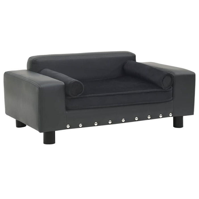 Canapea câini, gri închis, 81x43x31 cm, pluș&piele ecologică - WALTI WALTI