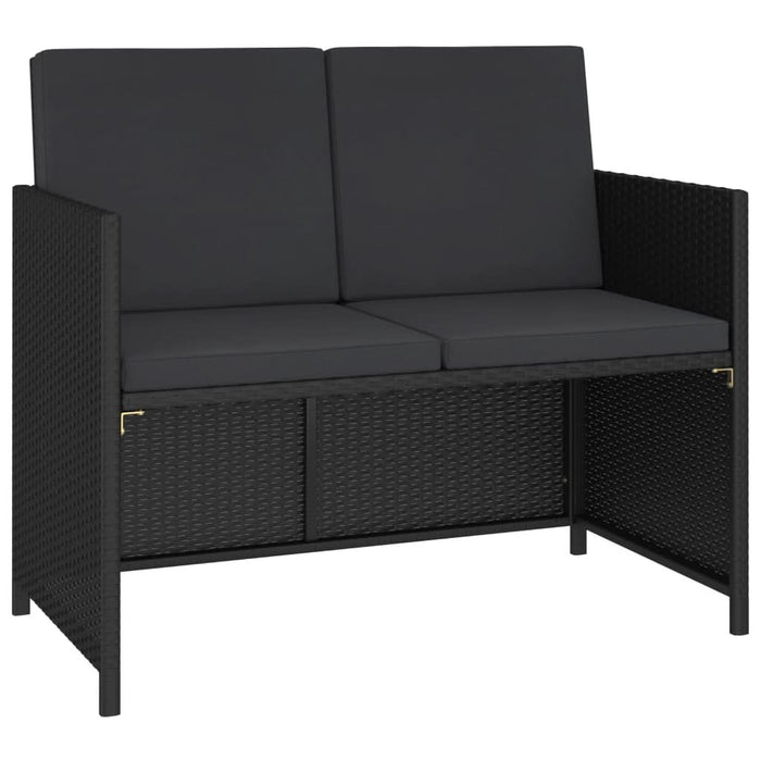 Set mobilier de exterior cu perne, 6 piese, negru, poliratan - WALTI WALTI