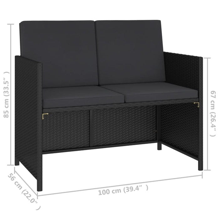 Set mobilier de exterior cu perne, 6 piese, negru, poliratan - WALTI WALTI
