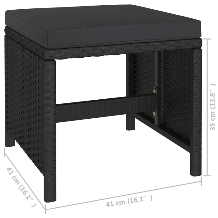 Set mobilier de exterior cu perne, 6 piese, negru, poliratan - WALTI WALTI