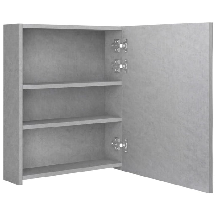Dulap de baie cu oglindă și LED, gri beton, 50x14x60 cm - WALTI WALTI
